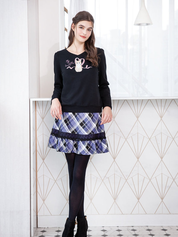 電繡桃心領棉質上衣