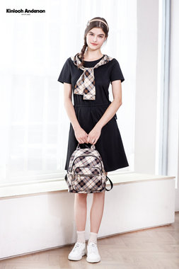 連帽短袖休閒洋裝-