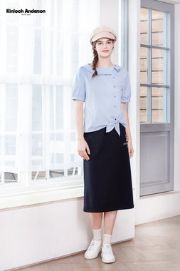 條紋排釦綁結上衣-