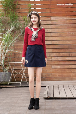 格布假袖子綁帶棉質上衣-