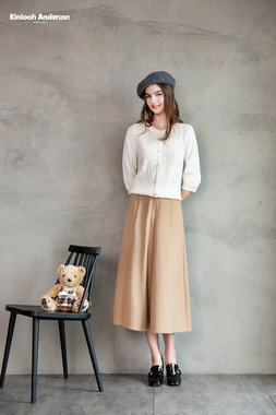 假門襟針織七分袖上衣-